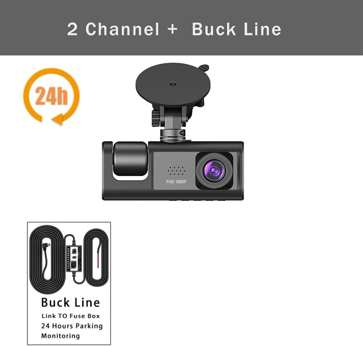 Dashcam 3 Cameralens Auto DVR 3-kanaals Dash Cam HD 1080P Dashcamera Dual Lens Dashcam Videorecorder Black Box 24H Parkeerbewaking Dash Camera (Kleur : B, Size : None) – foto 7