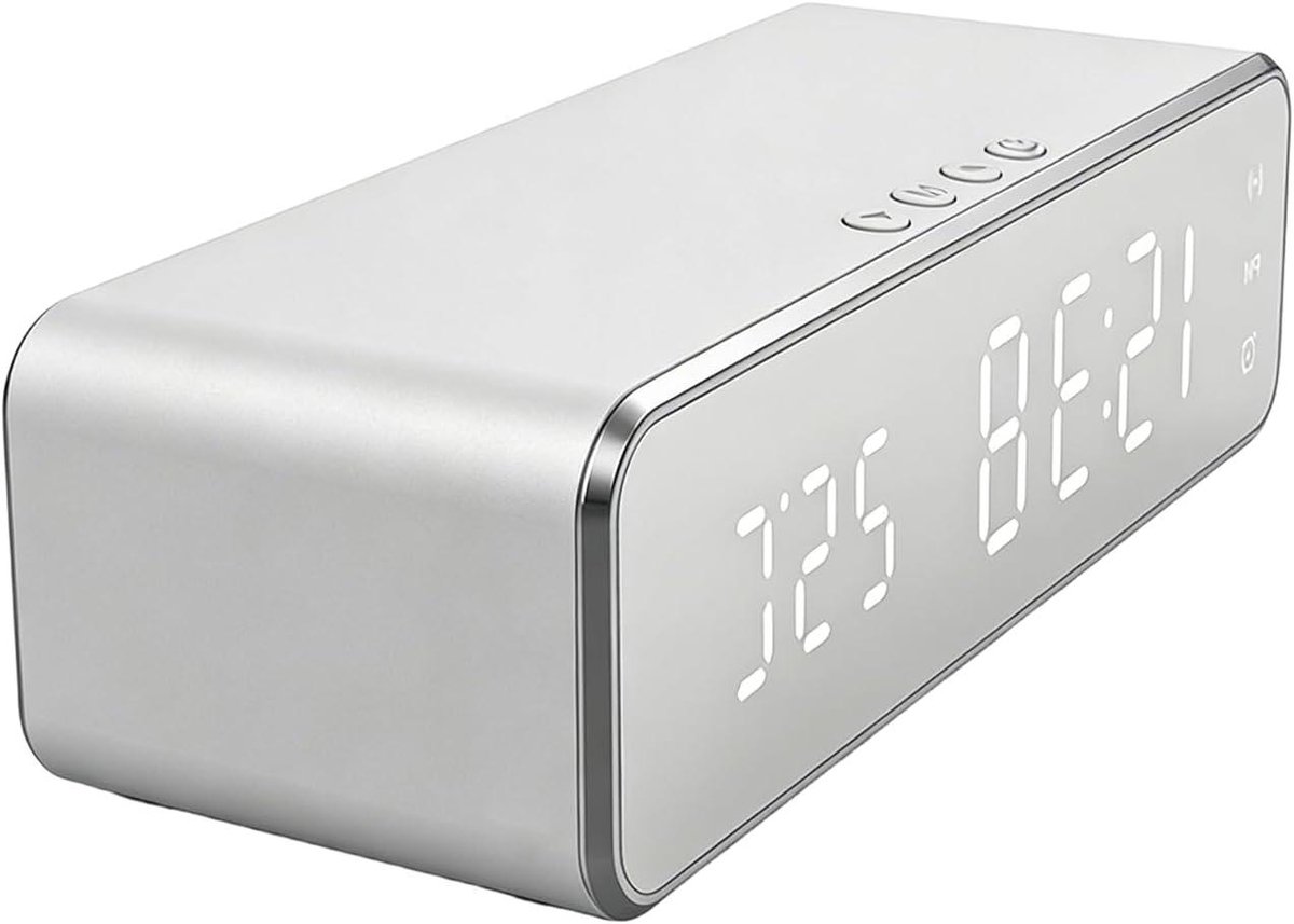 Clock with Charging Station - Phone Stand with Integrated Temperature Display - Wireless Charging Digital Alarm Clock | For Bedroom, Bedside Table, Home