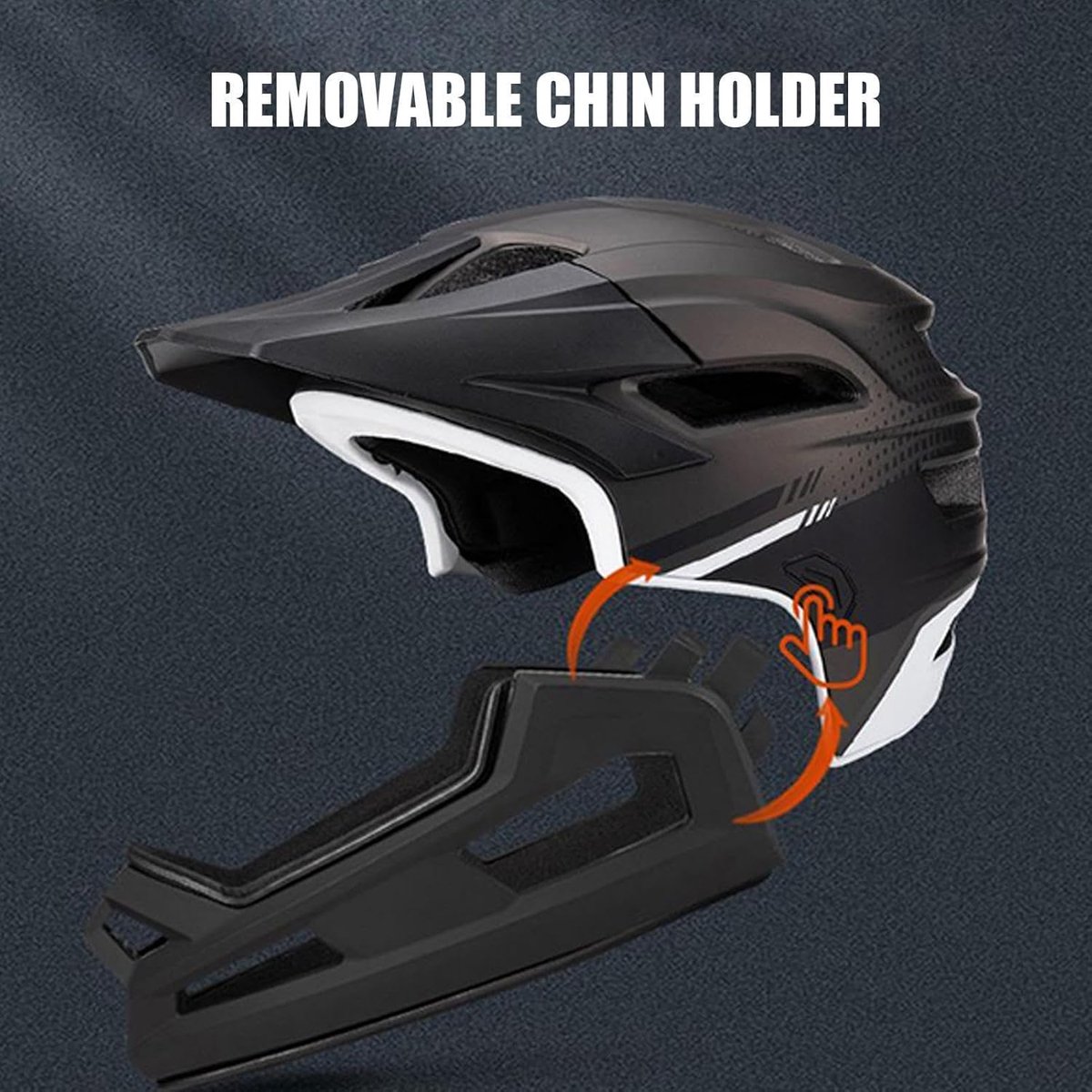 Mountainbikehelm - Fietshelm - Veilig Fietsen - Verwijderbare Kinbescherming - 58-62 cm - Zwart – foto 3