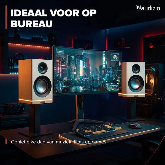 HiFi speakers - Audizio KS12 - Actieve speakerset - HDMI en Bluetooth - Ambient light - 80W - Crème — afbeelding 4