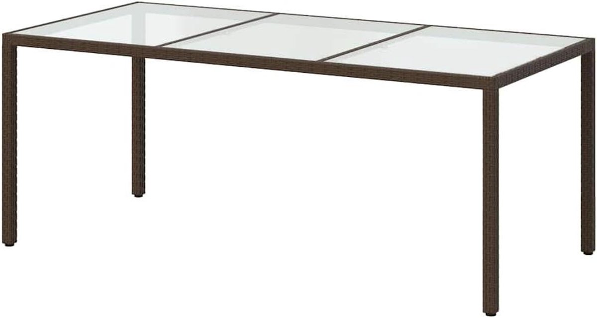 Tuintafel - Eettafel Buiten - Buiten Dineren - Gehard Glasblad - 190 x 90 cm - Bruin