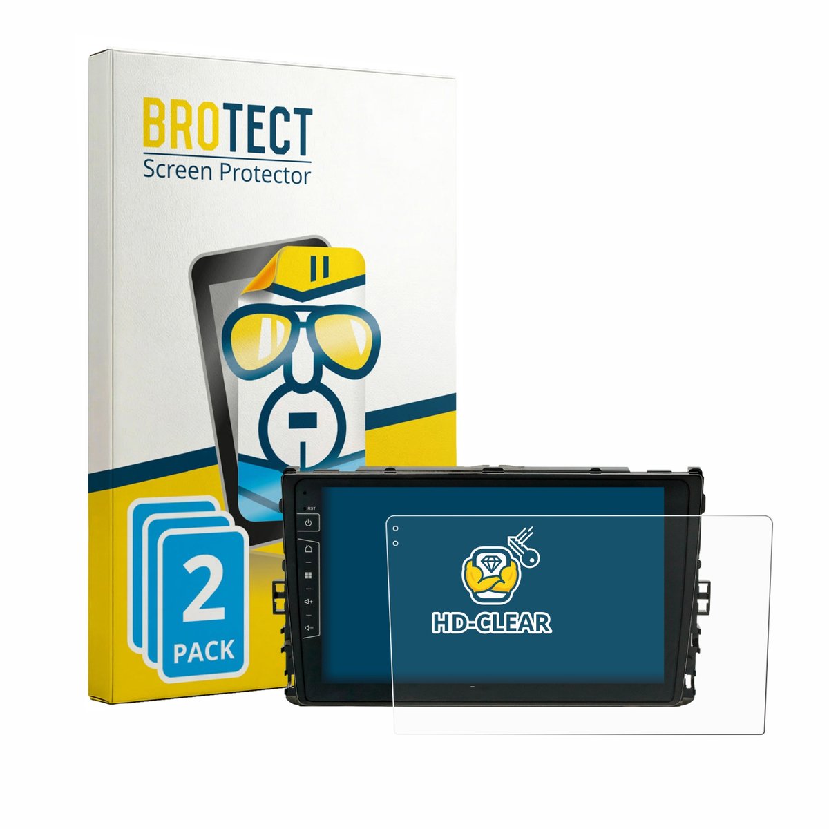 BROTECT - Screenprotector voor Dynavin D9-T6 - Folie Beschermfolie transparant 2 Stuks