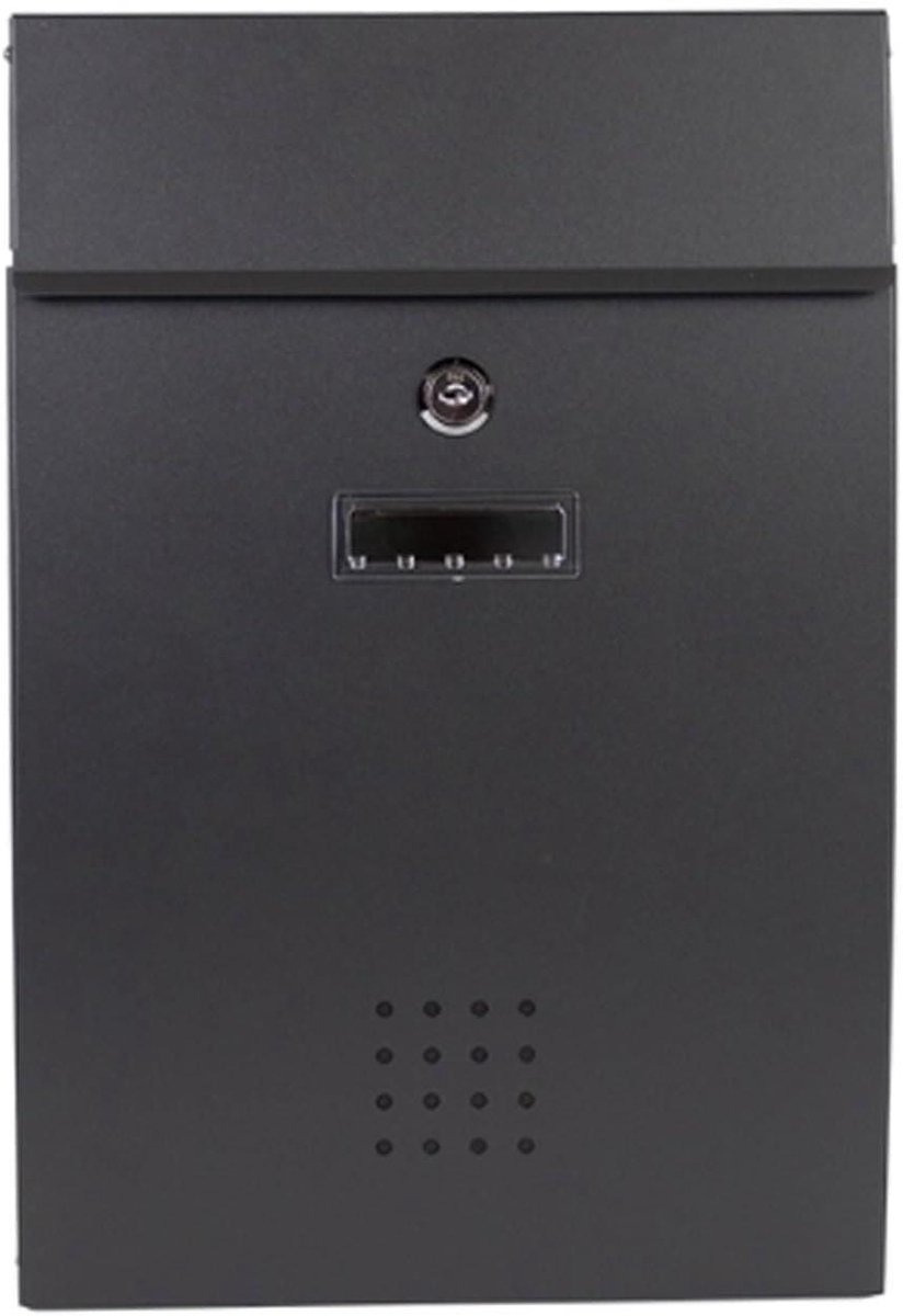 Wandbrievenbus - Postbox Staal - Post Ontvangen - Anti-diefstal Slot - 375 cm Hoog - Zwart