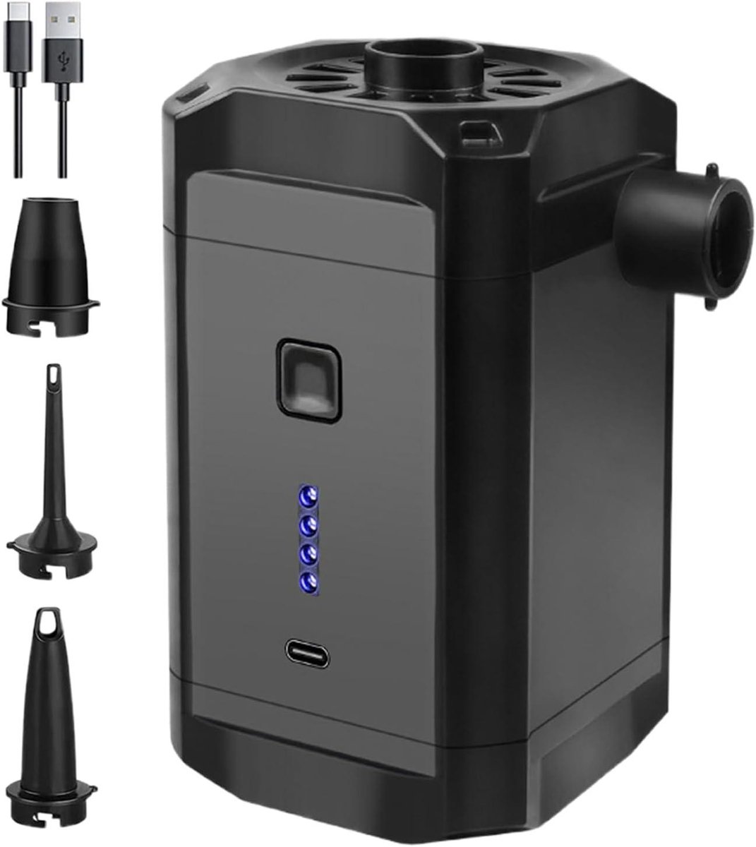 Elektrische Luchtpomp - Draagbare Inflator - Kamperen en Reizen - Snel Opblazen - Compact Formaat - Zwart