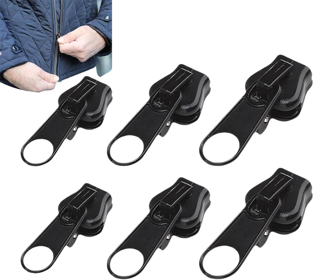 Rits Trekker Set - Reparatieset Rits - Bagage Reparatie - Gereedschapsloos Monteren - 6 Stuks - Zwart