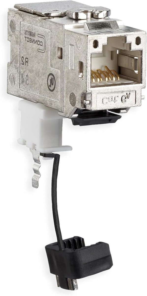 Netwerk Module - Cat 6A Jack - Kabel Installatie - 270 Graden Hoek - 3.6 cm - Zilver