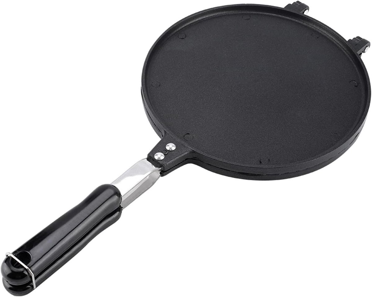 Loempia Wafelmaker - Wafelijzer Kegelmaker - Desserts Maken - Dubbelzijdige Persplaat - 22 cm Diameter - Zwart