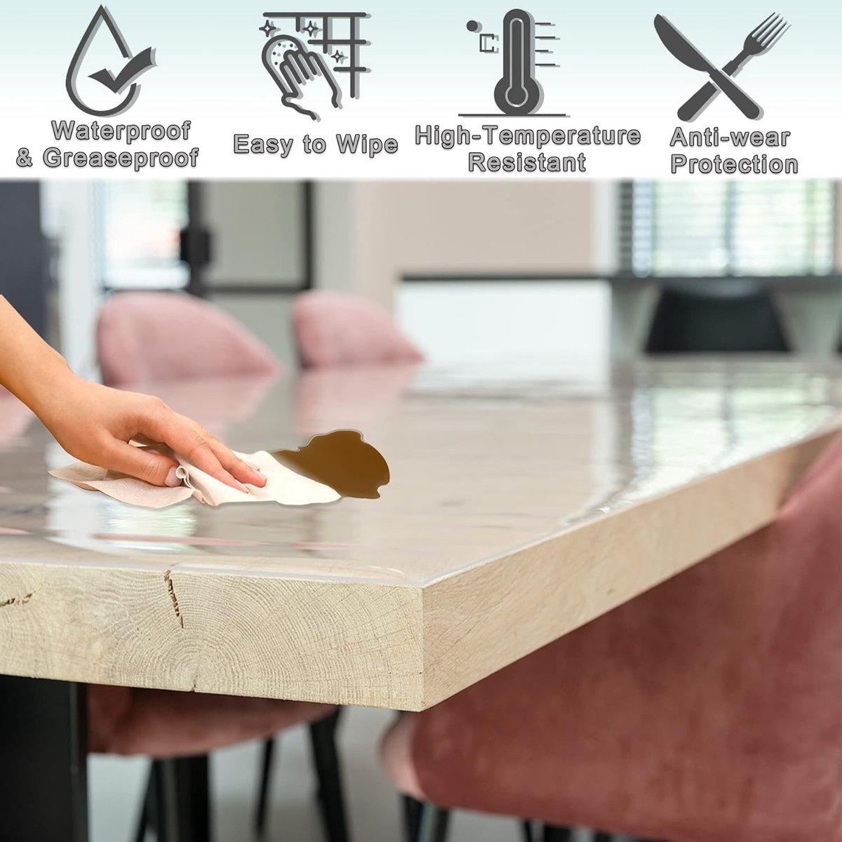 Tafelzeil - Beschermhoes - Tafelbescherming - Oliebestendig - 40 x 135 cm - Transparant