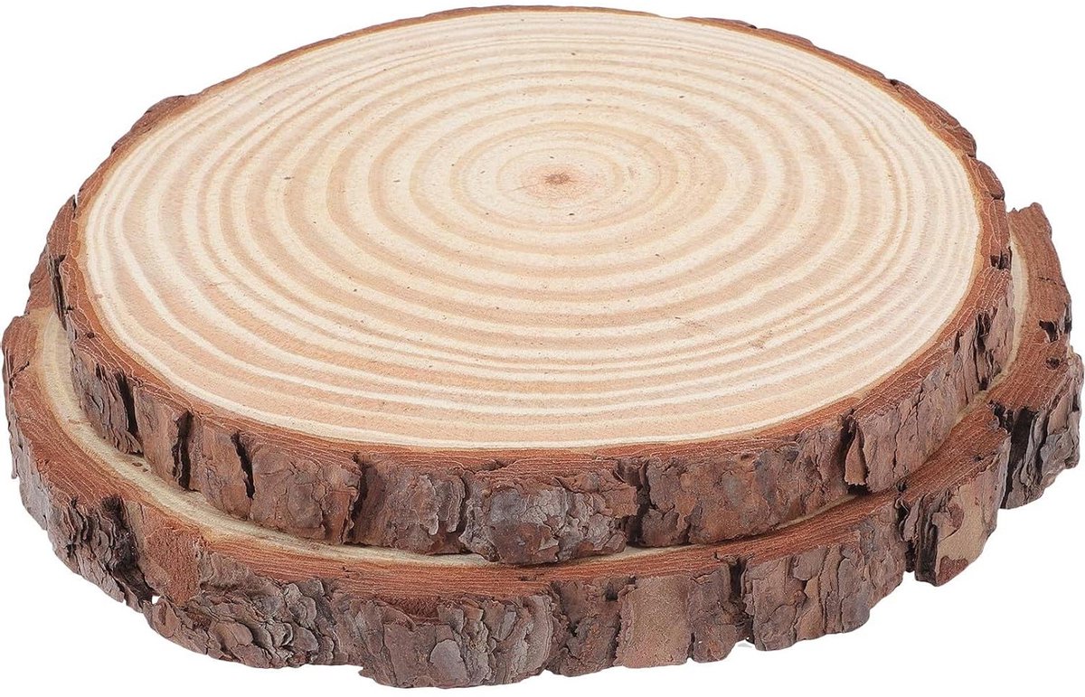Houten Stapstenen - Tuinpad Decoratie - Gazon Verfraaien - Natuurlijke Houtstructuur - 23 x 23 x 2 cm - Khaki