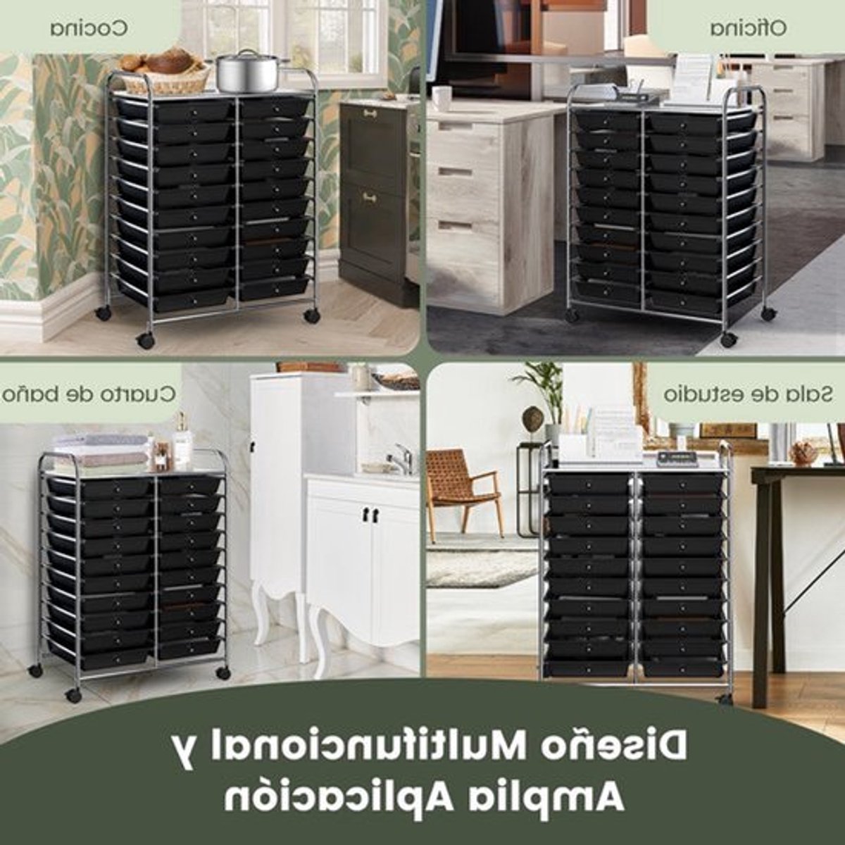 Bakkerskarretje – Opbergtrolley – Ladewagen – Werkbankwagen – Gereedschapskar – 20 Lade – Standaard Maat 87x37x63 cm – Staal Gegalvaniseerd Met Wielen