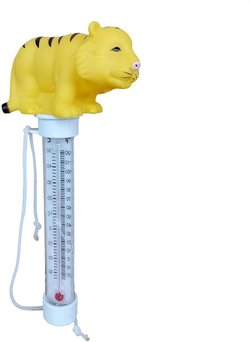 Watertemperatuurmeter - Drijvende thermometer - Zwemwater controleren - Met positioneringskoord - 20.4 cm - Tijger