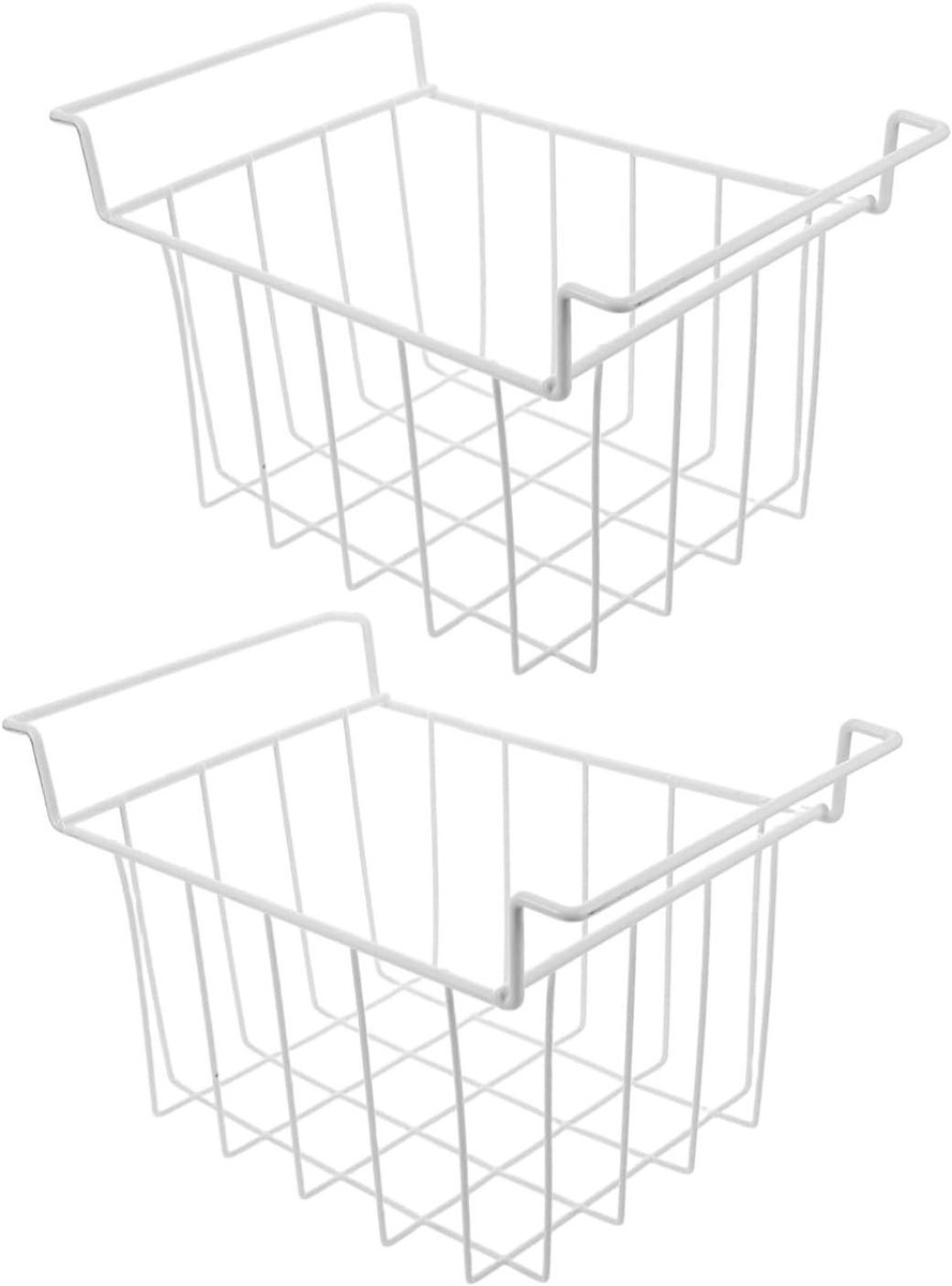 Koelkast Vriezermanden - Draadmand Set - Keuken Organisatie - Geventileerde Structuur - 37 x 22 x 20 cm - Wit
