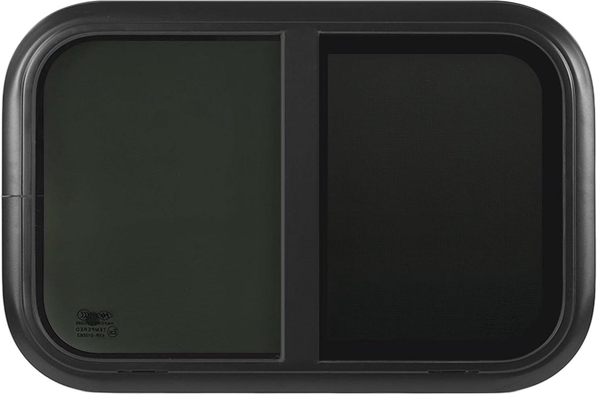 Rond Schuifraam - Beweegbaar Raam - Camper Ventilatie - Aluminium Frame - 700x300mm - Zwart