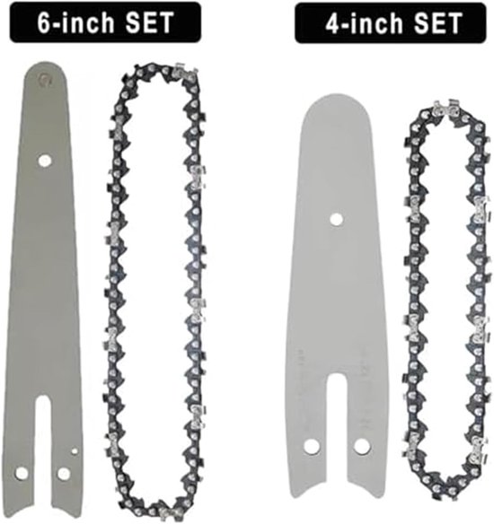 Kettingzaagketting Set - Vervangende Kettingen - Efficiënt Hout Zagen - Geharde Stalen Bladen - 4 6 8 Inch - Zwart — afbeelding 5