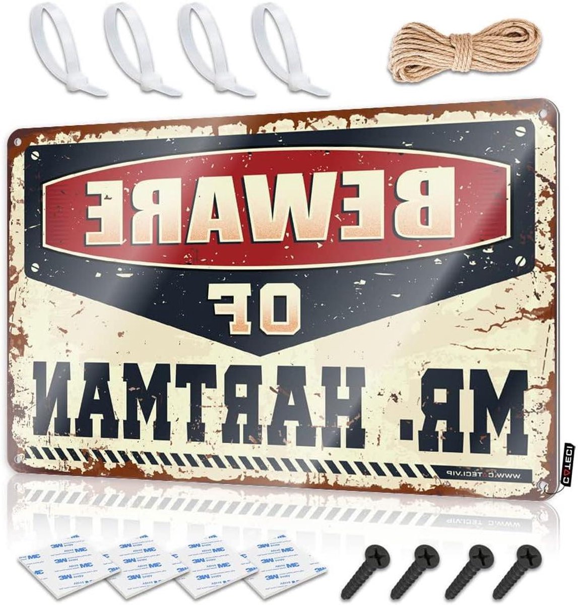 Metalen huisbord Pas op voor Mr. Hartman tinnen bord kamer deurbord bar posters (30 x 40 cm)