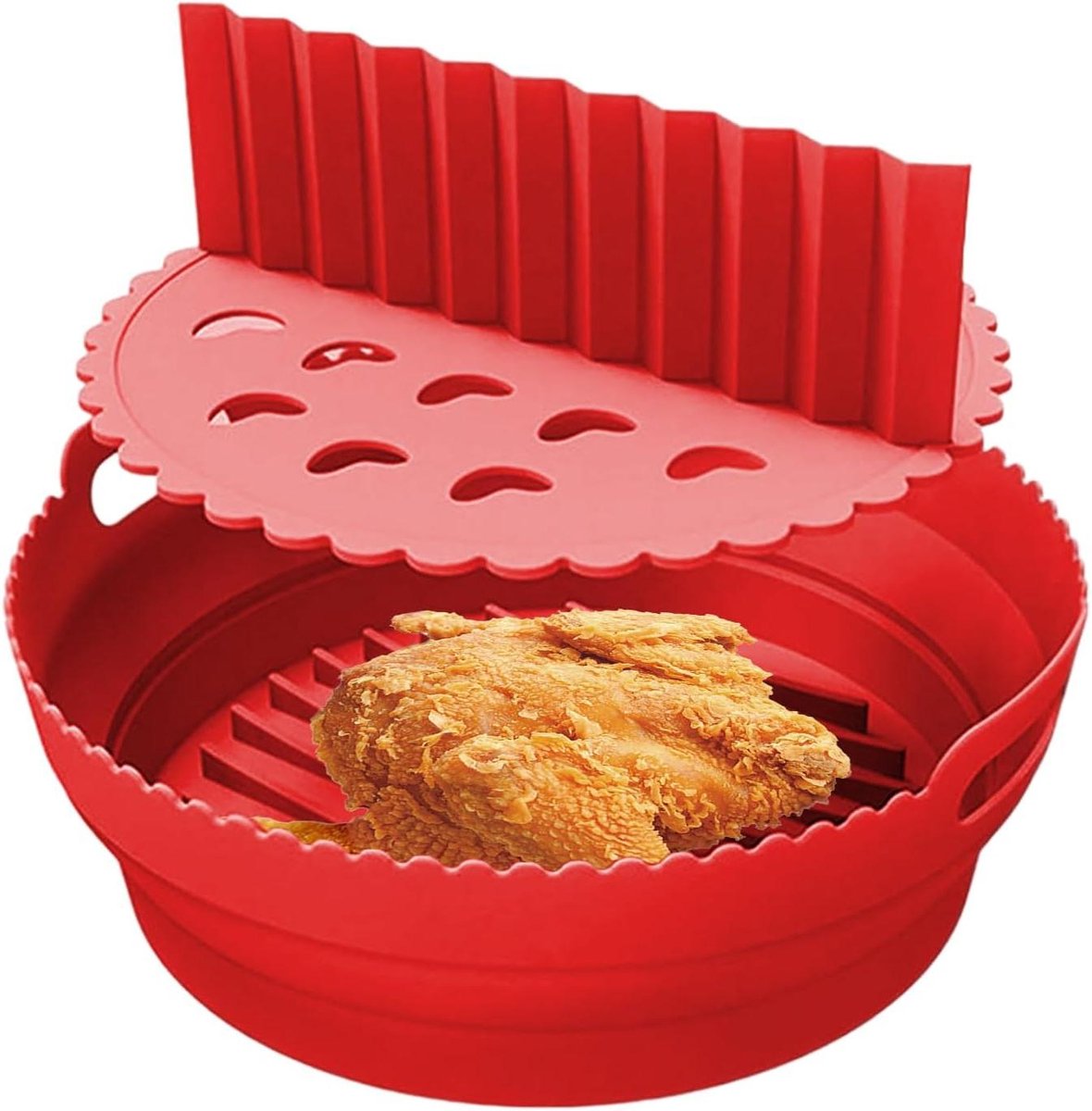 Airfryer Mand Liners Ronde Onderlegger Gemakkelijk Schoonmaken Met Scheidingswanden 215 cm Rood