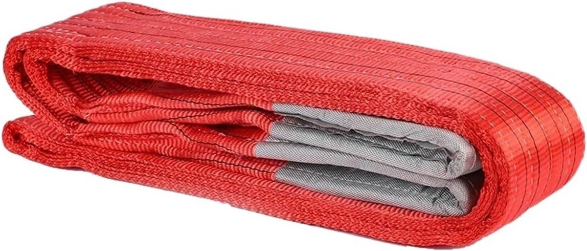 Hijsstrop Nylon Platte - Hefband Tilband - Zwaar Tillen - Versterkte Ogen - 5 Ton 8 Meter - Rood
