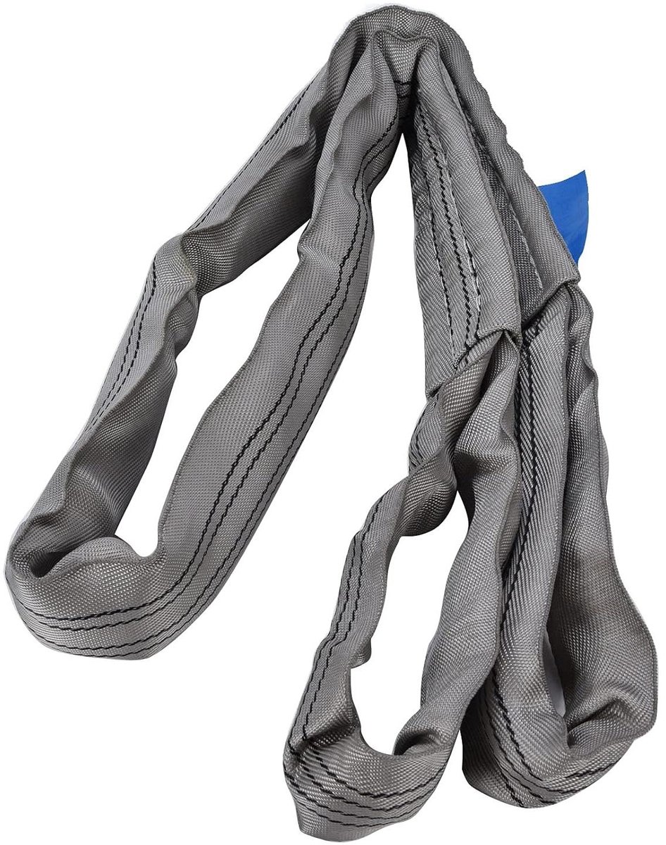 Ronde Hijsband - Hefband - Zware Lasten Hef - Dubbele Gesp Ontwerp - 4 Ton Capaciteit - Grijs