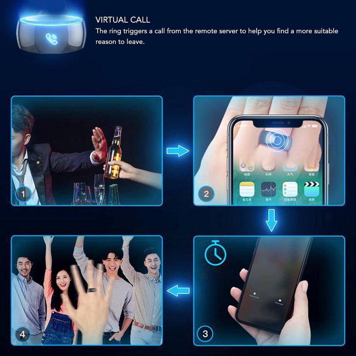 Slimme NFC Ring - Draagbare Chip - Snelle Data Delen - Tai Chi Ontwerp - 128 GB Opslag - Zwart thumbnail 3