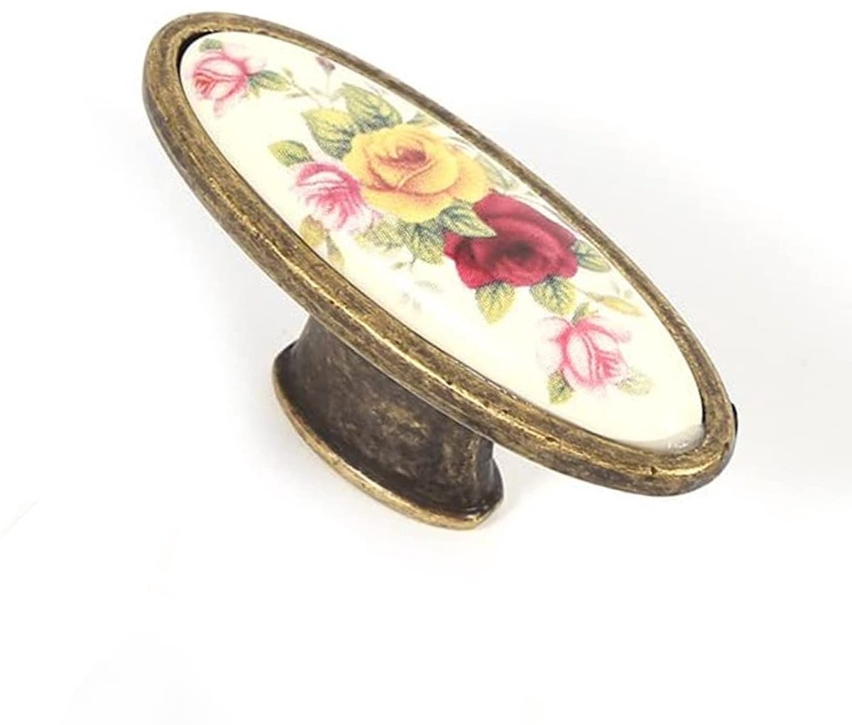 Dailygoods- Kast Handvat Vintage - Deurklink - Keramische Legering - Bloempatroon - Antiek