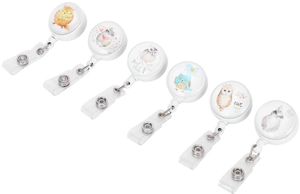 Dailygoods- Badgehouder met Trekkoord - 360° Roterende Clip - Schattig Dier Patroon - Duurzaam ABS-Materiaal - Lange Levensduur - ID-Namenschildhouder - Identificatiehouder