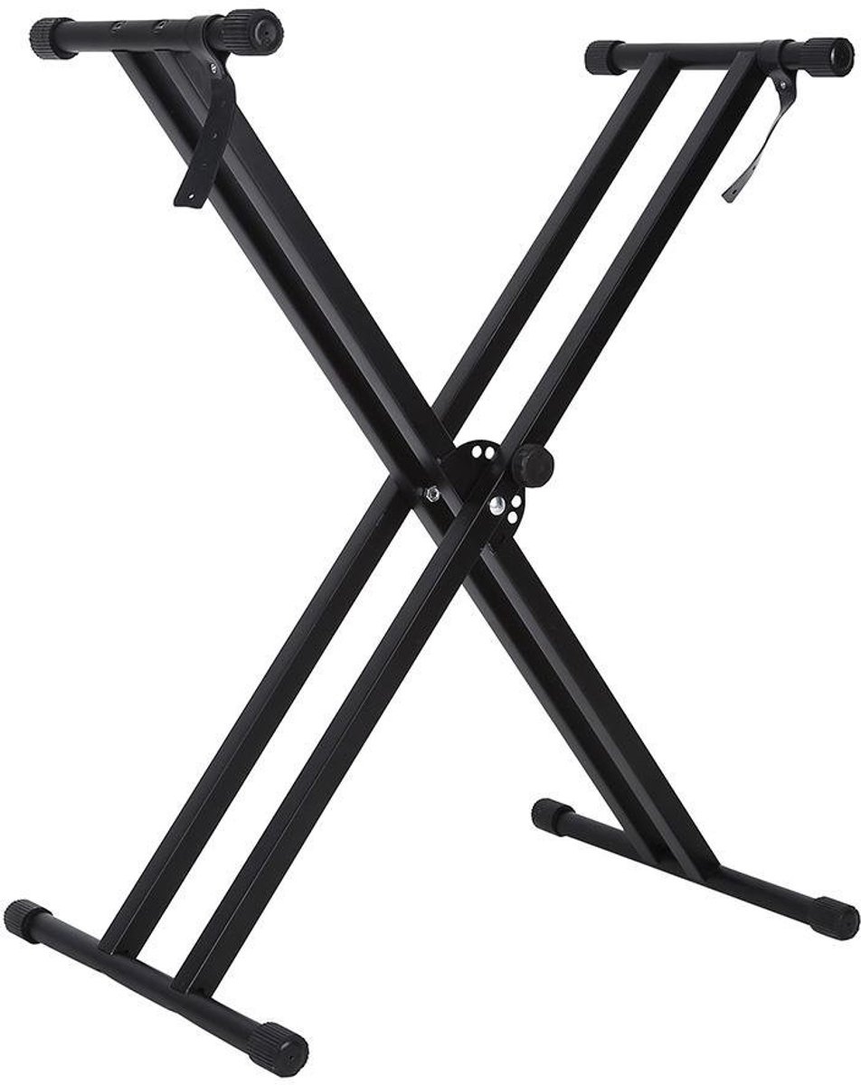 Dailygoods- Keyboardstandaard Verstelbaar - Keyboardstandaard met Kruk - Antislip - Rubber Voetjes - Sterke IJzeren Constructie - Draagbaar - Toetsenstandaard