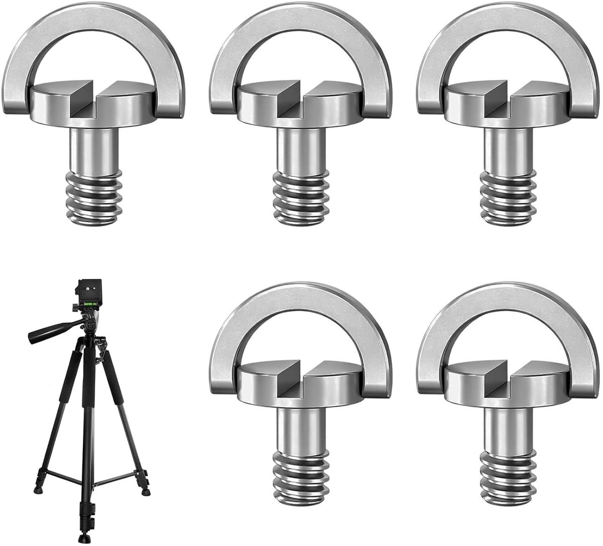 Camera Schroef - Statief Schroef - Snel Wisselen - Handvast Draaien - 5 Delig - Zilver