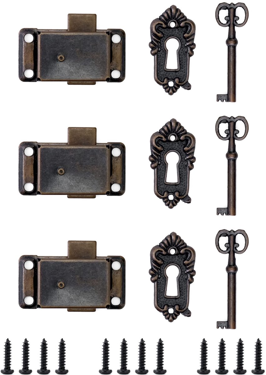 Dailygoods- Kastslot Retro Design - Antiek Meubel Slot - Vergrendeling voor Lades - Zink Legering - Eenvoudige Installatie - Inclusief Sleutels - Deurslot