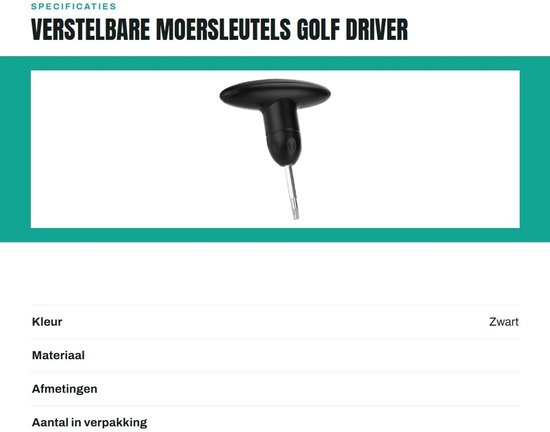 Dailygoods- Momentsleutel Lichtgewicht - Golf Driver - Verstelbaar - Gelijkmatige Belasting - Draagbaar - Installatie/Demontage Gereedschap - Golfmoersleutel van Dailygoods — afbeelding 3