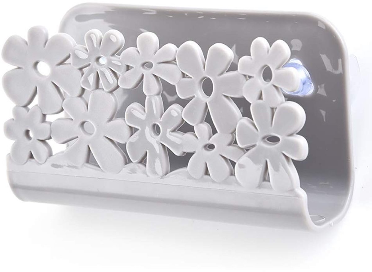 Dailygoods- Zuigspons - Zelfklevende Schotel - Spons Houder - Keuken Gootsteen - Robuust Plastic - 11 x 3,5 x 6,5 cm - Stijlvolle Look - Sponshouder