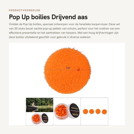 MTTproducts- Pop Up Boilies 30 Stuks - Zachte Pellets - Schuim - Hoog Drijfvermogen - Drijvend Aas - Karpers vissen - Karperaas van Mttproducts — afbeelding 4