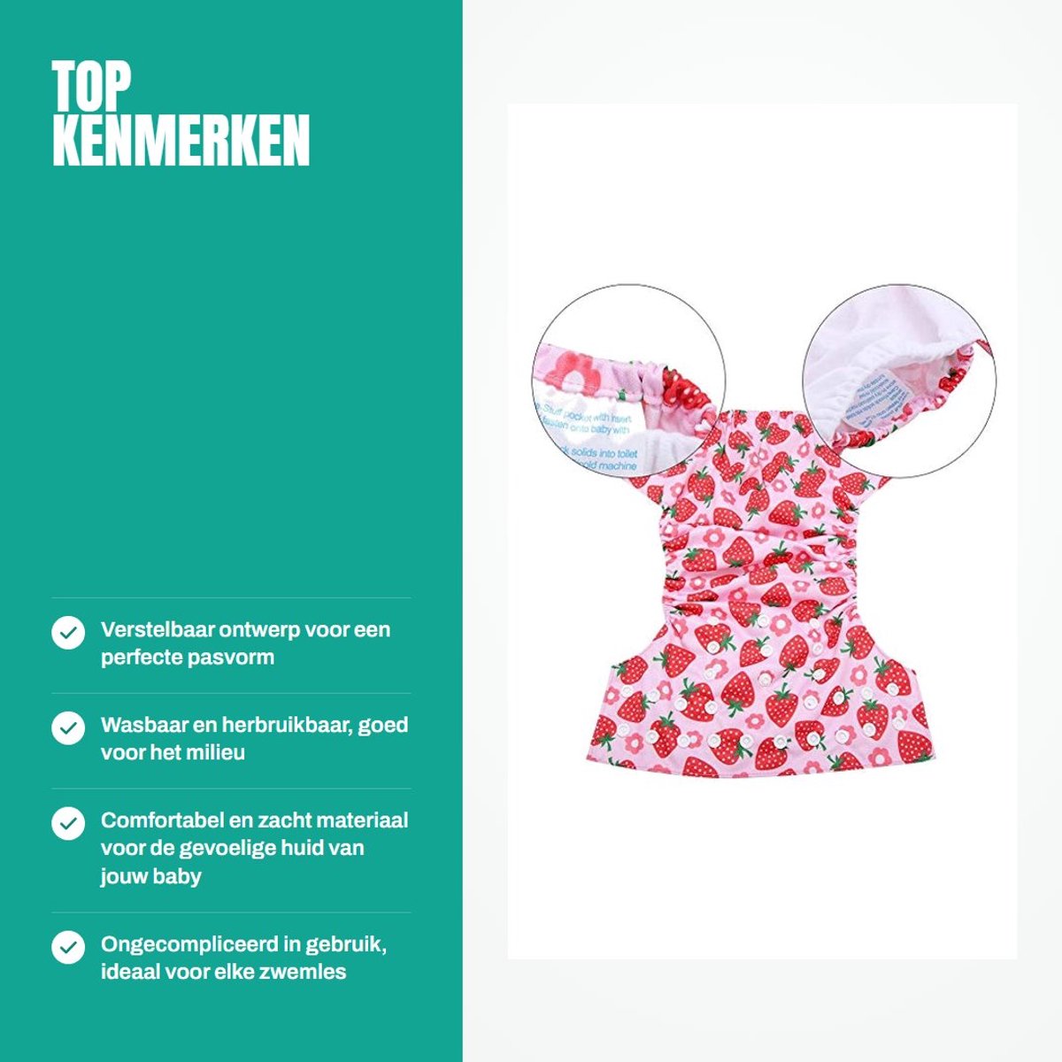 Dailygoods- Babyzwemluier Wasbaar - Verstelbaar - Waterdicht - Zacht - Ademend - Unisex - Zwemluier