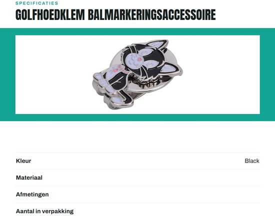 Dailygoods- Golfhoedklem Metalen Magnetische Houder - Balmarkeringsaccessoire - Vizierklem - Meerdere Patronen - Kleine Zwarte Kat - Golfbalmarkering - Balmarker van Dailygoods — afbeelding 3