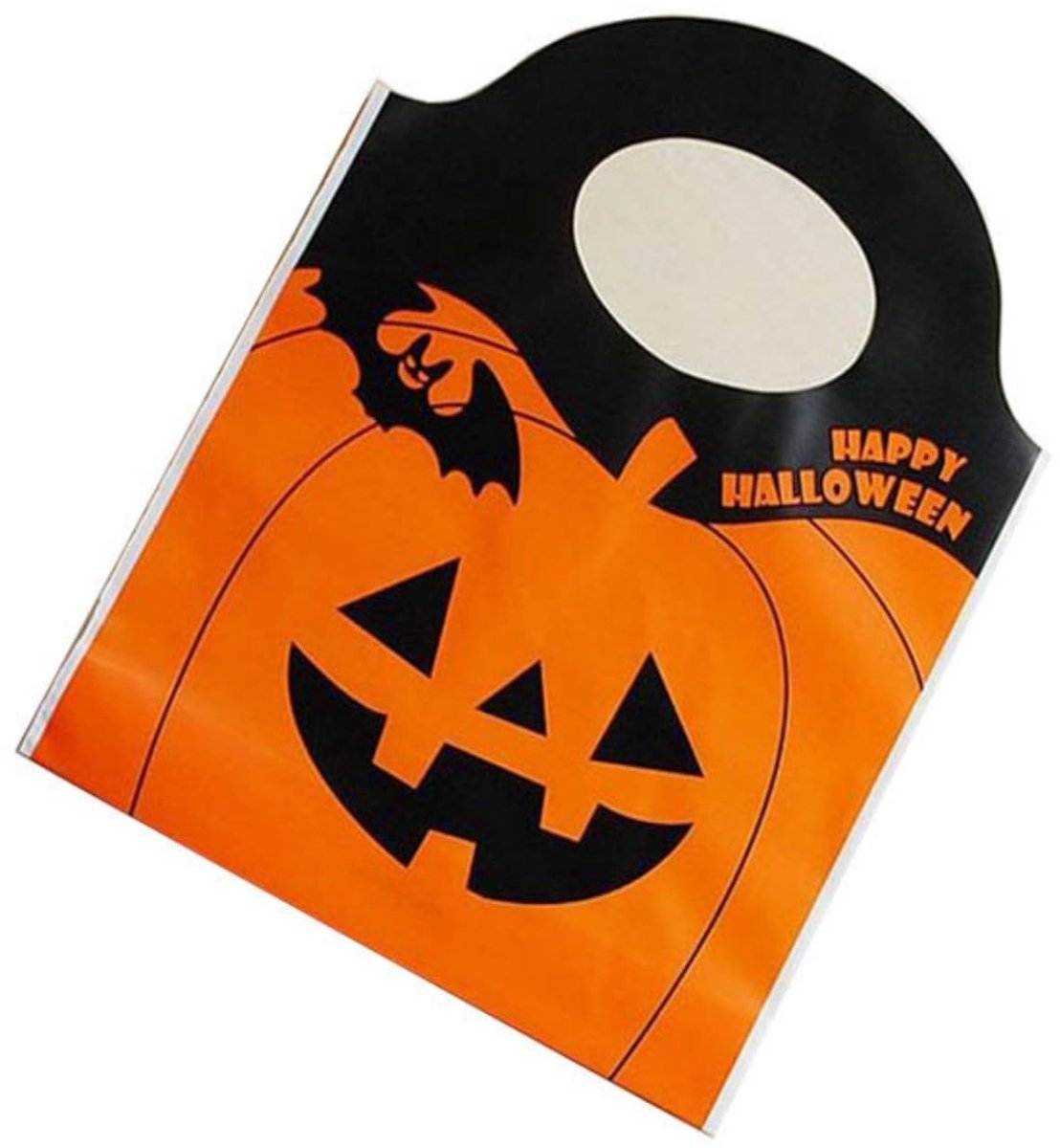 Dailygoods- Snoepzakjes Halloween - 50 stuks - Kunststof - Pompoenpatroon - Traktatie tasjes - Duurzaam - Afmetingen 15,5 x 19,5 cm - Traktatietas