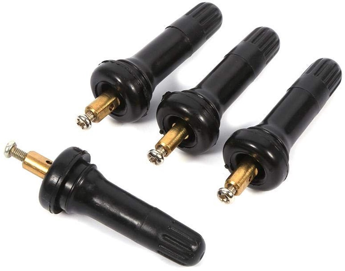 Dailygoods- Ventielstelen 4 Stuks - Klikventielstelen - TPMS Ventieldoppen - Anti-explosiesensor - Rubber/Koper - Geschikt voor Enclave/Encore - Klepsteel