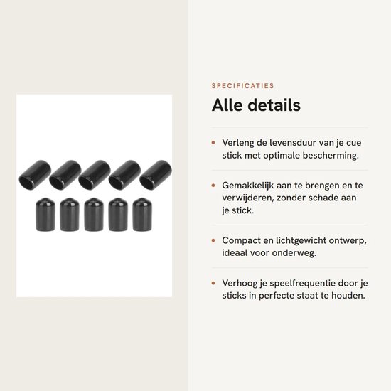 Dailygoods- Biljart Cue Tip Beschermhoes - Rubber - 10 Stuks - Duurzaam - Vochtbestendig - Lichtgewicht - 10mm/20g - Keu van Dailygoods — afbeelding 2