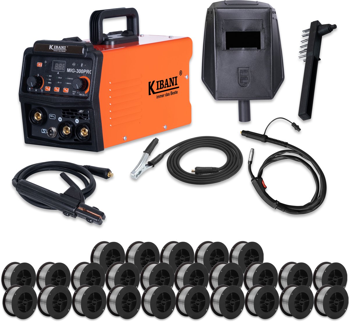 Kibani Lasapparaat MIG-300PRO - Incl. 25 Rollen Lasdraad - IGBT-Inverter-Technologie - Semi-Automatische Omvormer - Lasapparaat Elektrisch - MIG - MMA - TIG