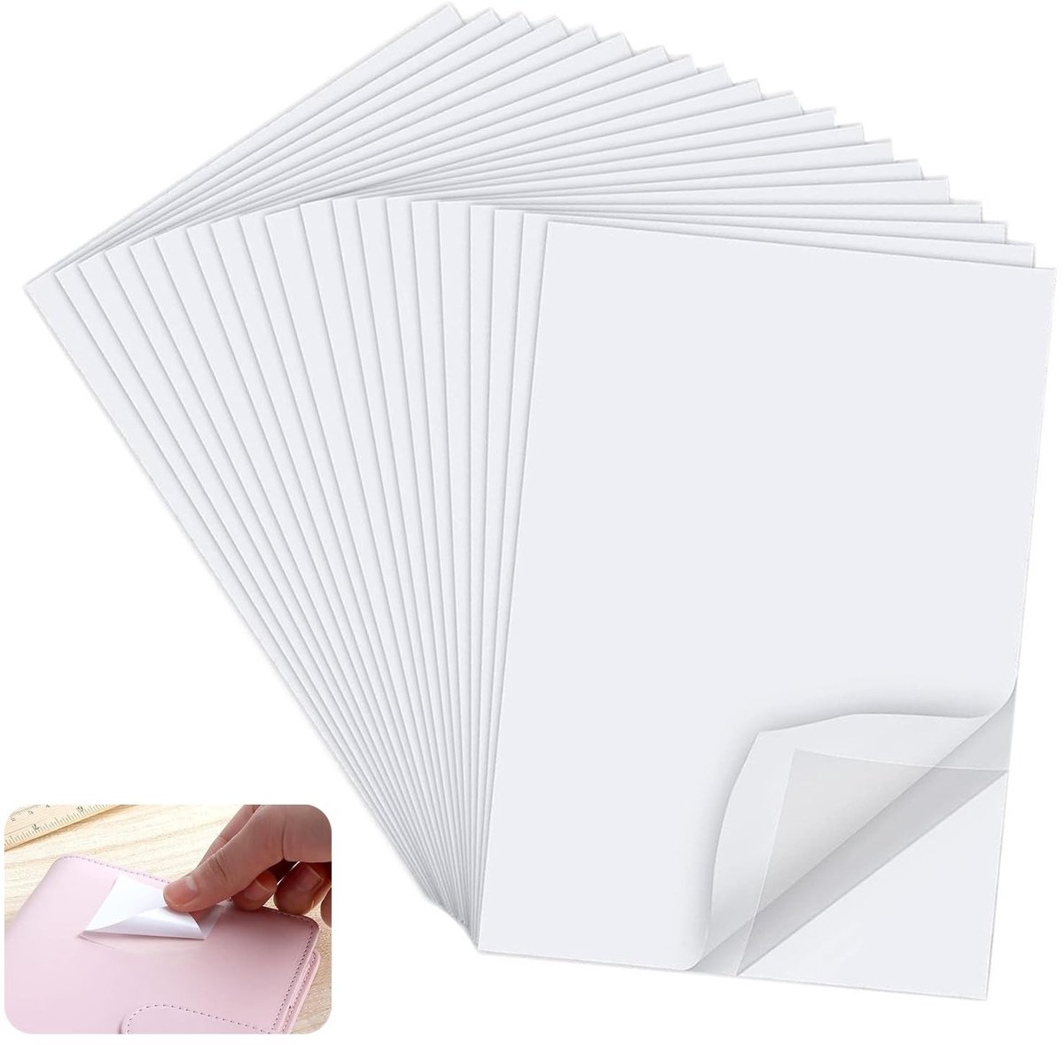 Dailygoods- Strijkfolie A4-formaat - 20 Stuks - Dubbelzijdig Plakfolie - Permanent Plakfolie - Voor Stof - Wit - Textielplakfolie
