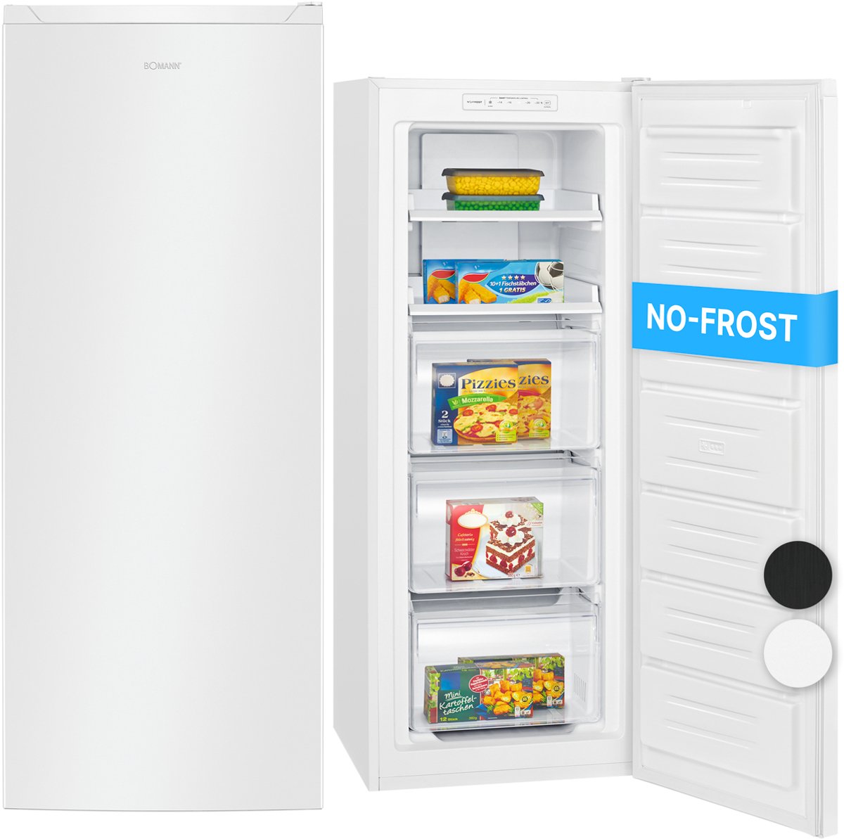 Bomann GS 7343 – Vrijstaande Vriezer – No Frost - 161 liter – Wit – Energieklasse D
