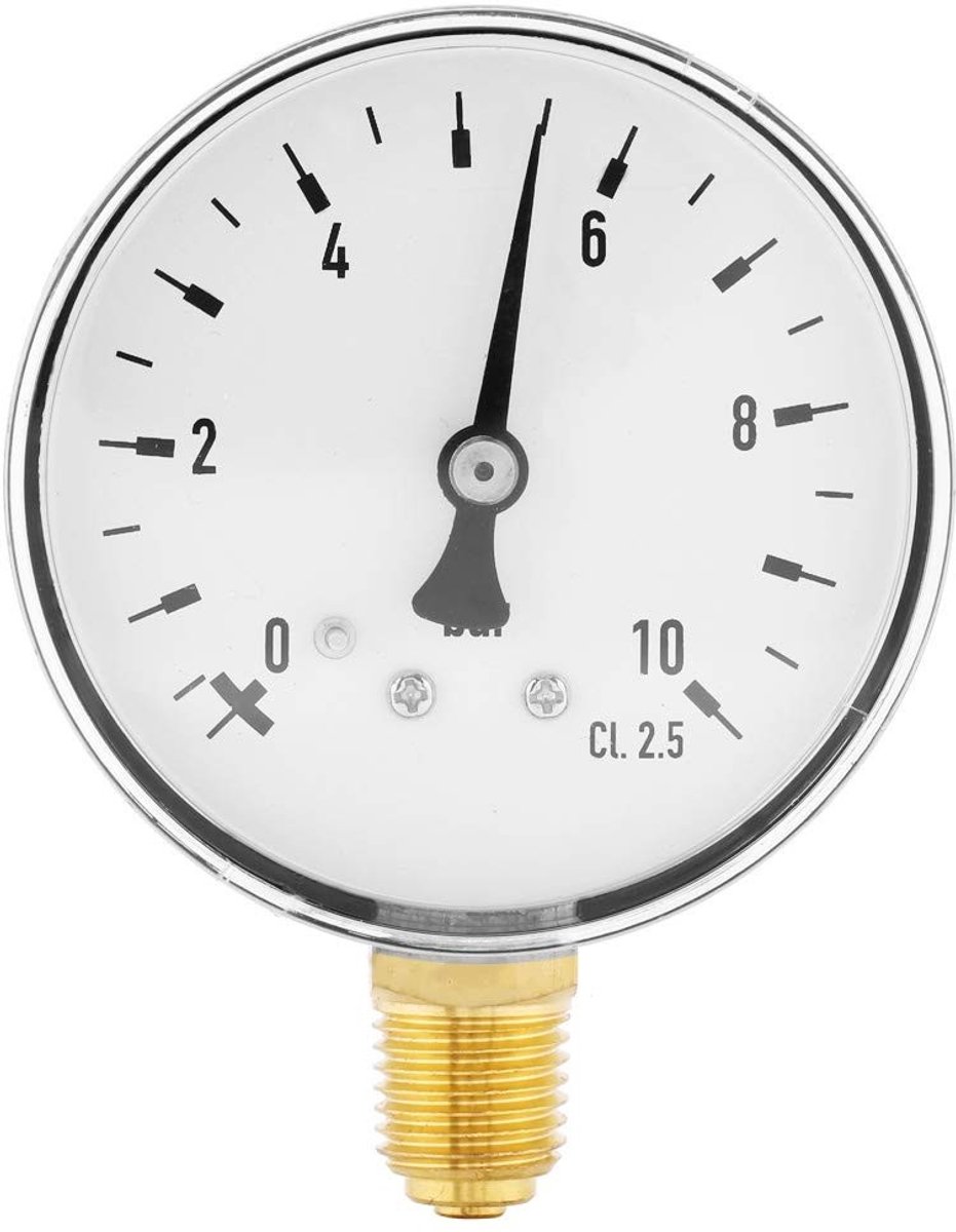 Dailygoods- Drukmeter 0-10 bar - Manometer - 2.3 inch - Precisie instrument - Geschikt voor lucht/vloeistoffen - NPT draad aansluiting