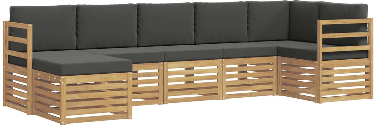 vidaXL Buiten - bank - set - 7 - st - 6-zits - Wit - en - antracietkleurig Wit en antracietkleurig