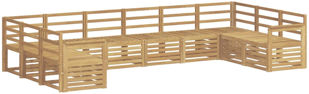vidaXL Buiten - bank - set - 10 - st - 10-zits - Wit - Massief - Acacia - Hout