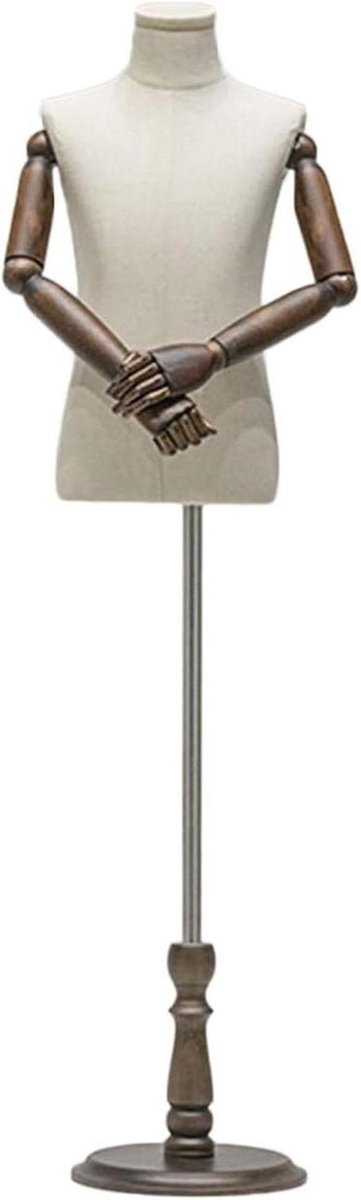 Kindermannequin Torso - Kinderpaspop Etalagepop - Kleding Presenteren - Verstelbare Hoogte - 83-130 cm - Beige