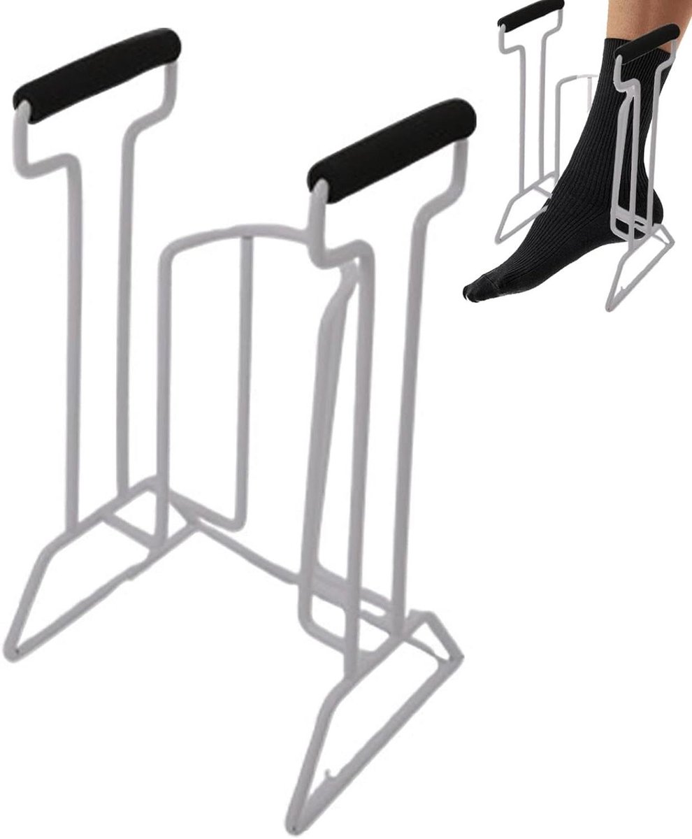 Sokken Aantrekhulp - Compressiekousen Hulpmiddel - Zelfstandig Aankleden - Ergonomisch Ontwerp - Tot 45.7cm Been - Grijs