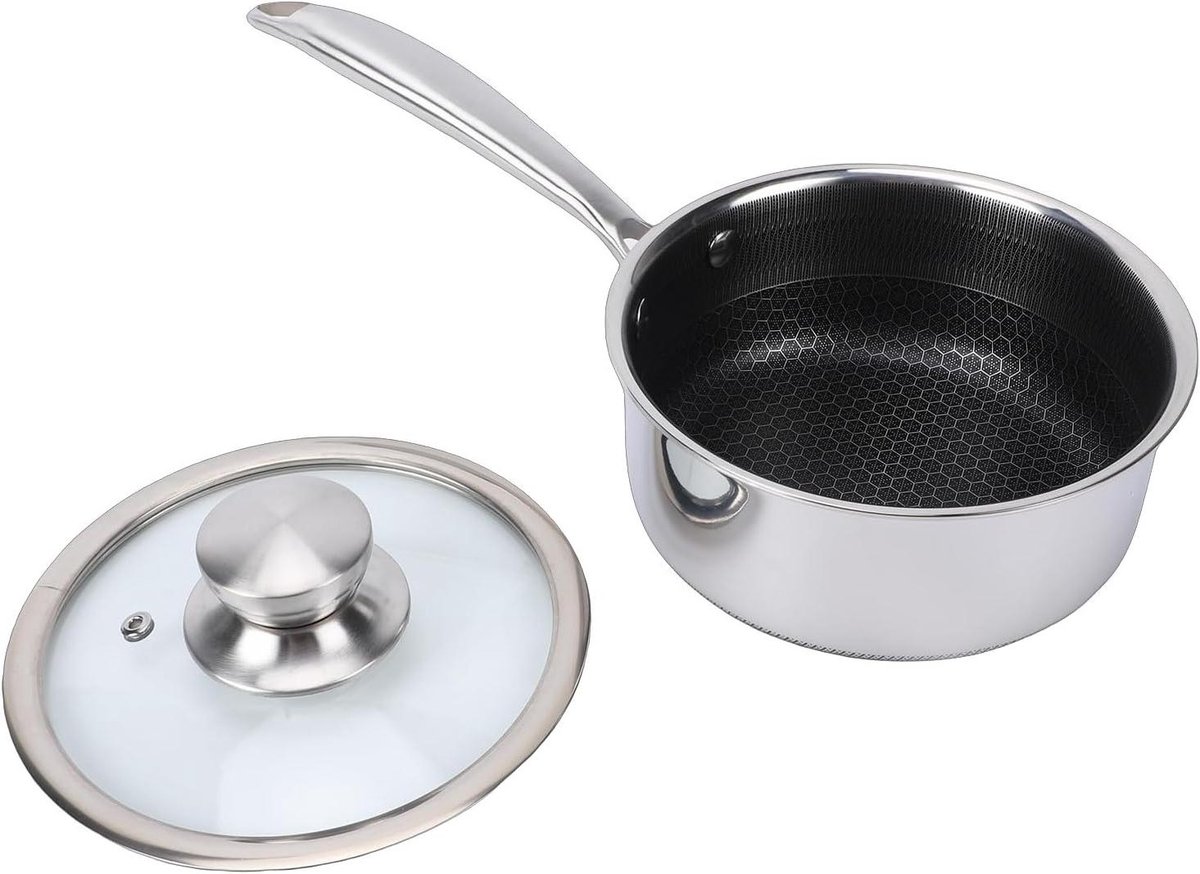 Koekenpan met deksel Honingraat pan Gelijkmatig koken Dubbelzijdig ontwerp 36x18x75cm Zilver
