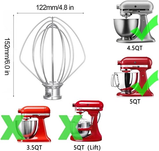 Mixer Accessoire - Keukenmachine Onderdeel - Gelijkmatig Mengen - Gebogen Schoepenontwerp - 10 x 10 x 10 cm - Wit Zilver — afbeelding 3