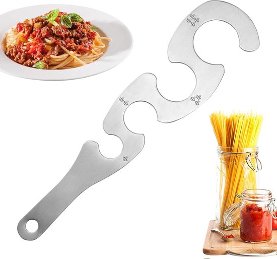 Spaghettimeetapparaat - Portiehulp Keuken - Perfecte Porties - S-vormig Ontwerp - 4 Gaten - Zilverkleurig — afbeelding 5