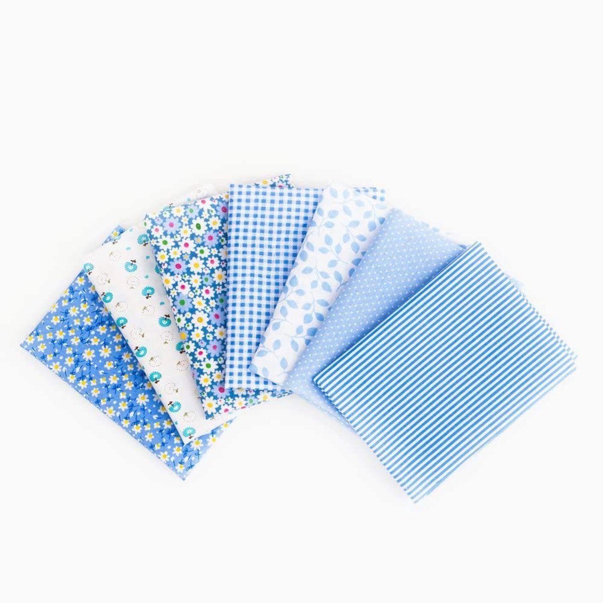 Dailygoods- Stofvierkanten 7 Stuks - Katoenen Stof voor Naaien/Quilten - Kleurrijke Selectie - Ideaal voor Knutselen - 25 x 25 Cm - Zacht en Aangenaam - Katoen