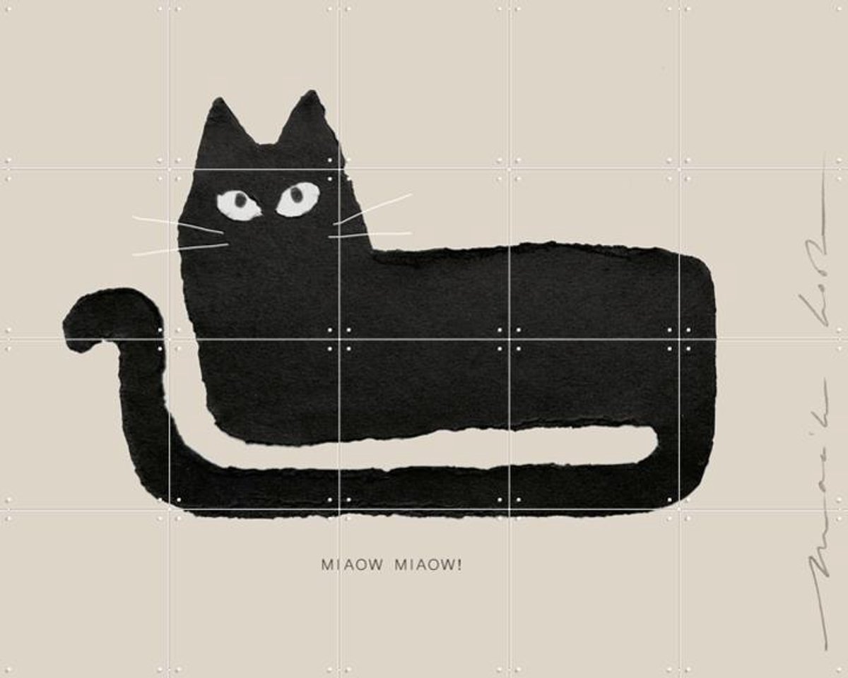 IXXI Le Chat, Maaike Koster & My Deer Art Shop - 100 x 80 cm - Gratis ophangtool - Grote wanddecoratie en posters - Speels, Illustraties, Grafisch