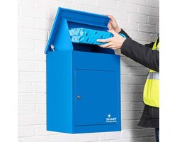 Smart Parcel Box™ Pakketbrievenbus – Pakketbox / Pakketkluis – Gegalvaniseerd Staal – Weerbestendig – Wandmontage – Blauw